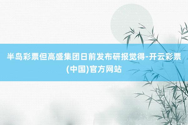 半岛彩票　　但高盛集团日前发布研报觉得-开云彩票(中国)官方网站