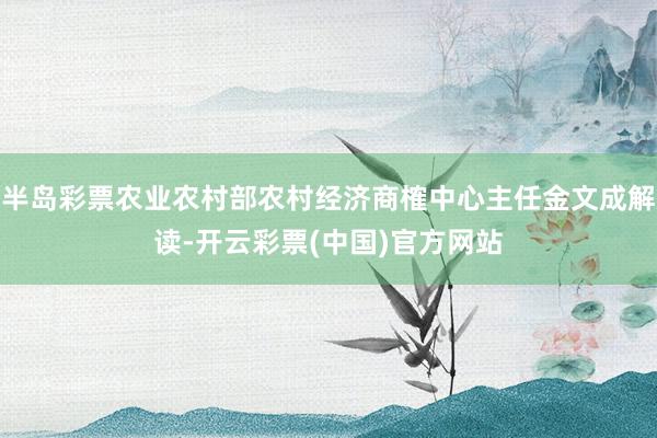 半岛彩票农业农村部农村经济商榷中心主任金文成解读-开云彩票(中国)官方网站