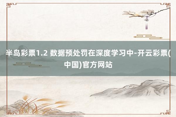 半岛彩票1.2 数据预处罚在深度学习中-开云彩票(中国)官方网站