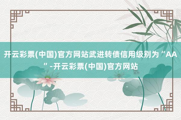 开云彩票(中国)官方网站武进转债信用级别为“AA”-开云彩票(中国)官方网站
