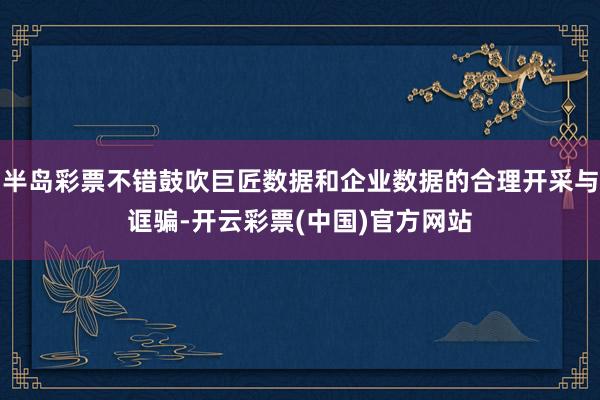 半岛彩票不错鼓吹巨匠数据和企业数据的合理开采与诓骗-开云彩票(中国)官方网站