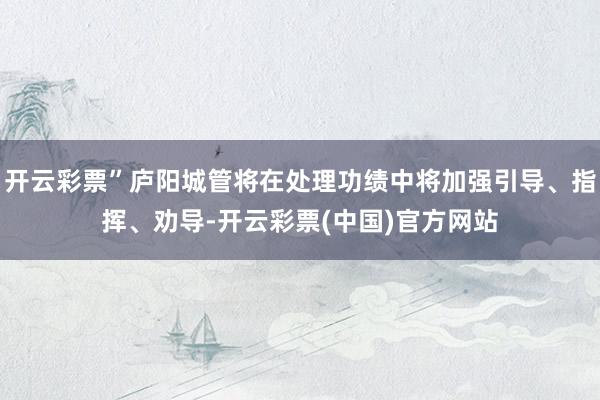开云彩票”庐阳城管将在处理功绩中将加强引导、指挥、劝导-开云彩票(中国)官方网站
