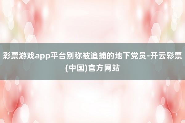彩票游戏app平台别称被追捕的地下党员-开云彩票(中国)官方网站