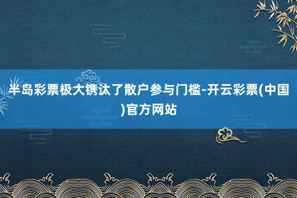 半岛彩票极大镌汰了散户参与门槛-开云彩票(中国)官方网站